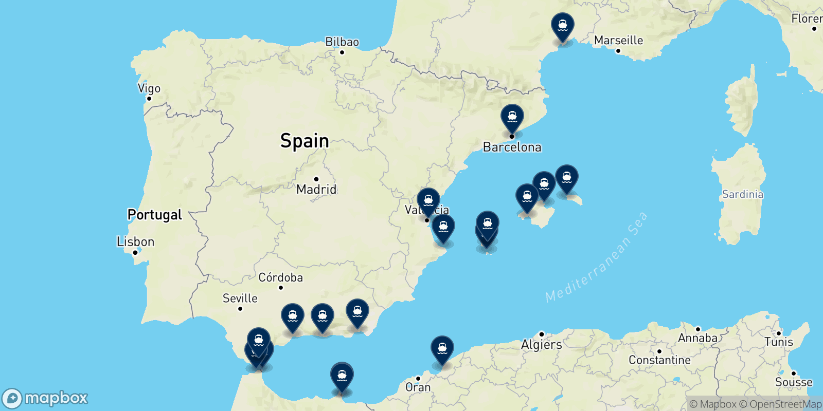 Balearia destination map