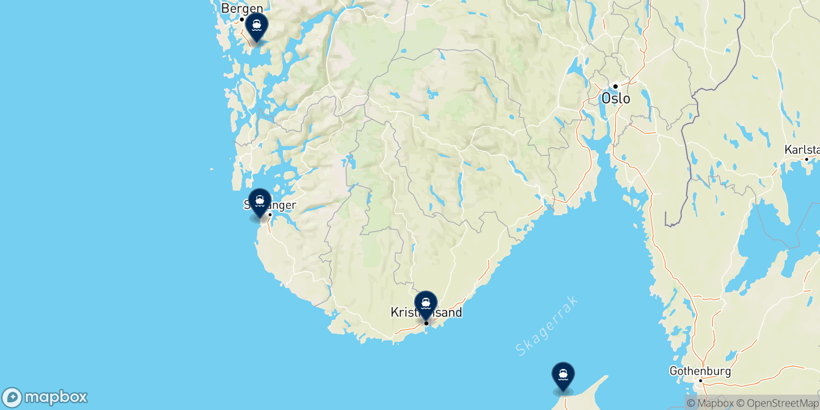 Fjord Line destinations map