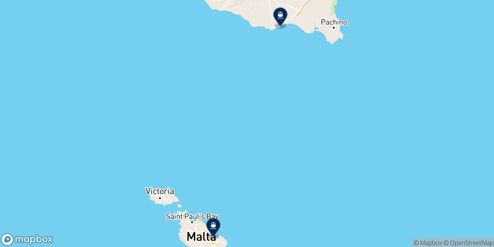 Virtu Ferries destinations map