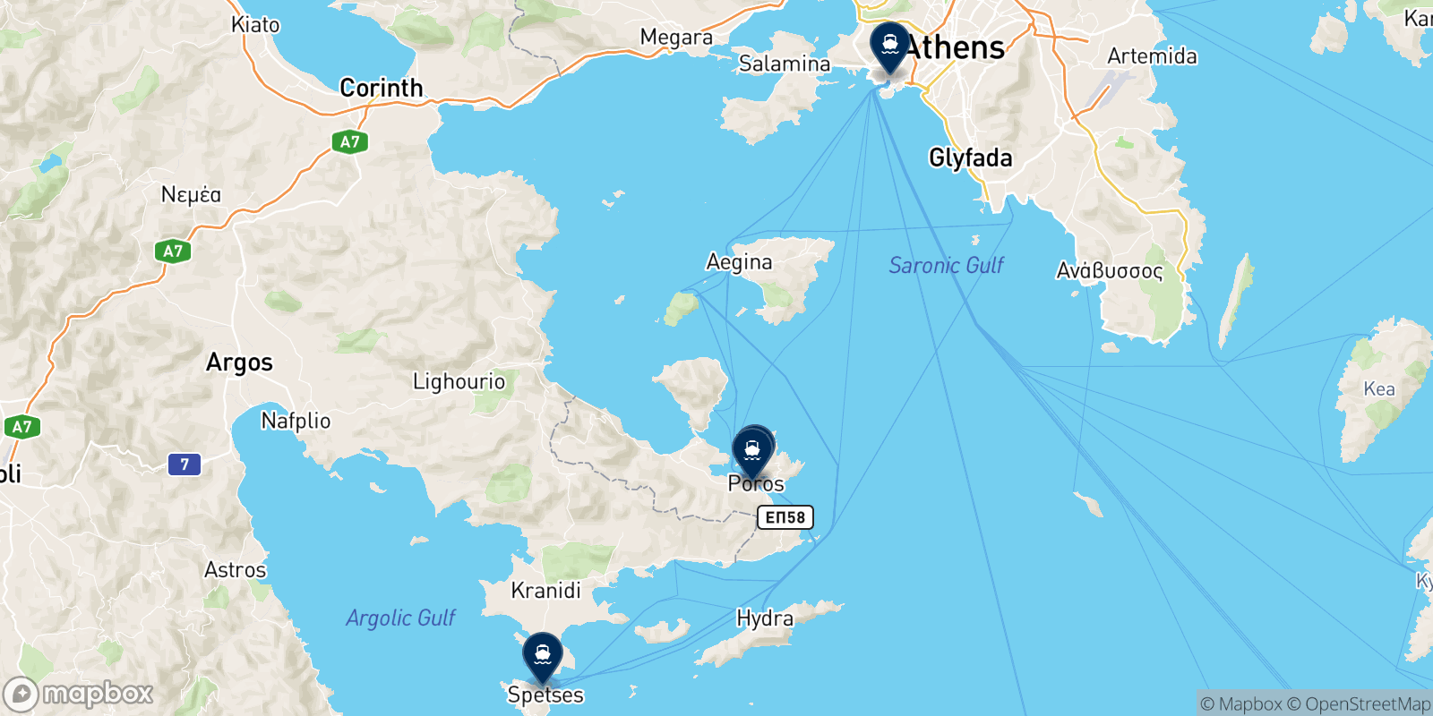 Alpha Lines destinations map