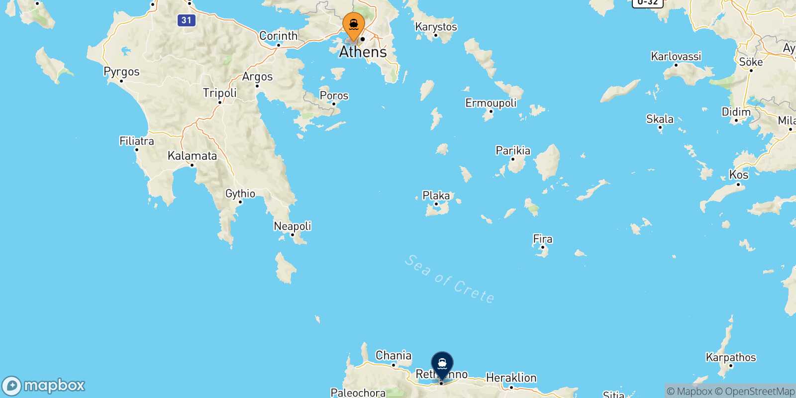 Piraeus Myli (Agistri) route map