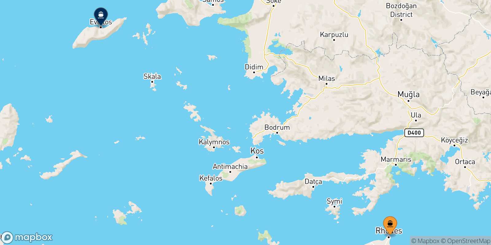 Rhodes Agios Kirikos (Ikaria) route map