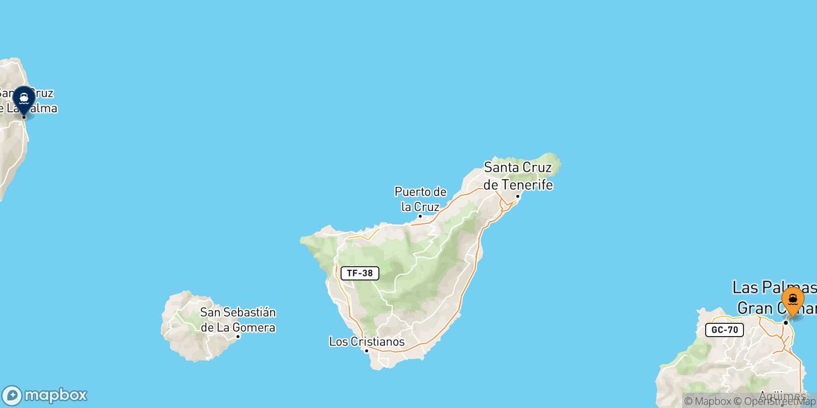 Las Palmas De Gran Canaria Santa Cruz De La Palma route map