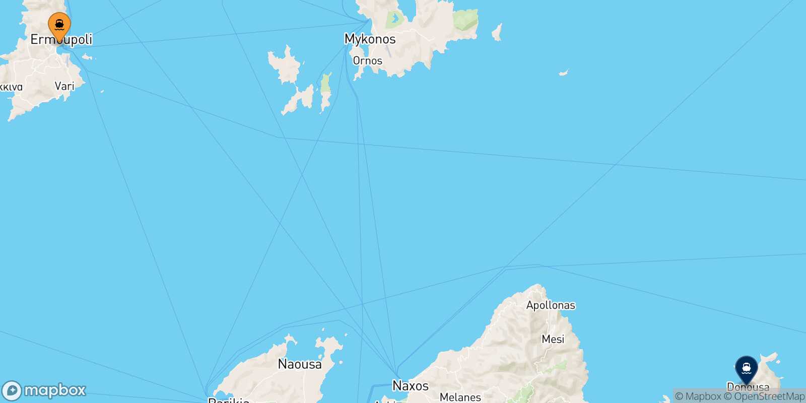 Syros Donoussa route map
