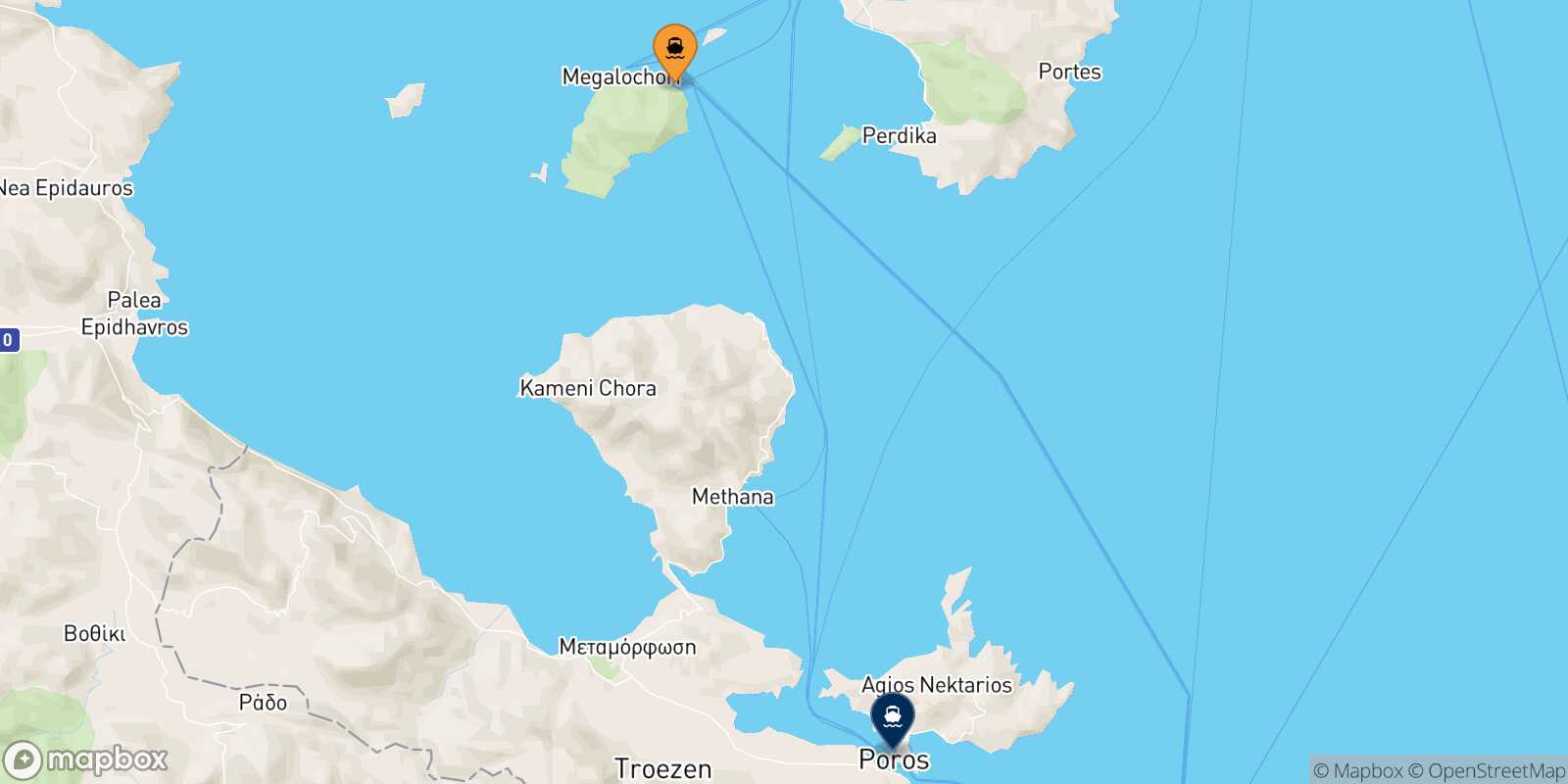 Agistri Poros route map