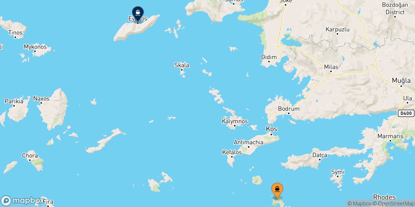 Tilos Agios Kirikos (Ikaria) route map
