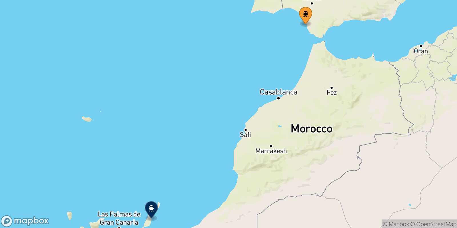 Cadiz Puerto Del Rosario (Fuerteventura) route map