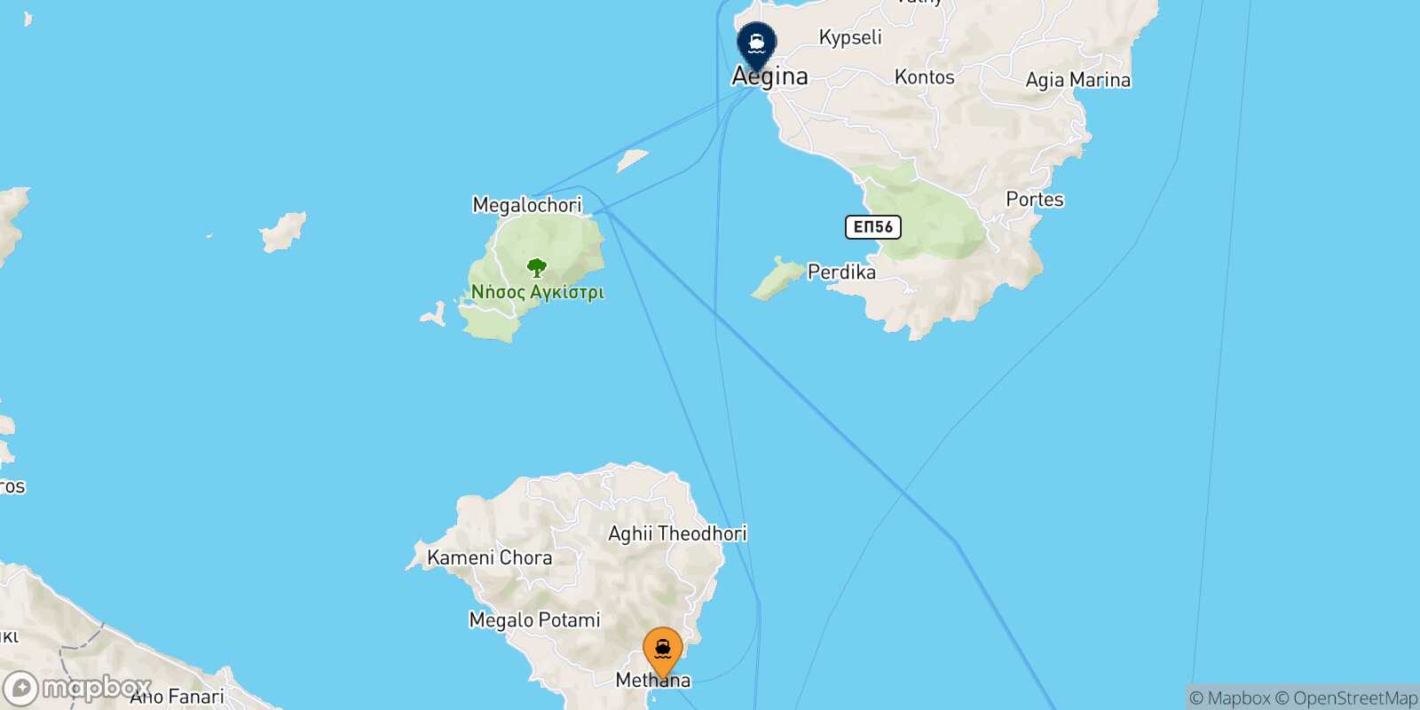 Methana Aegina route map