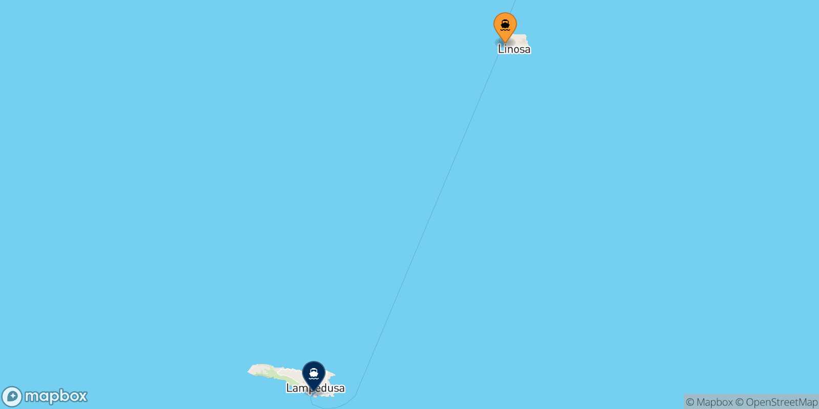 Linosa Lampedusa route map