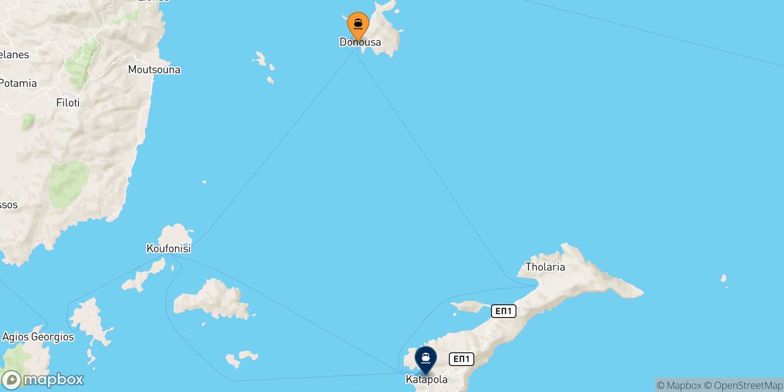 Donoussa Katapola (Amorgos) route map