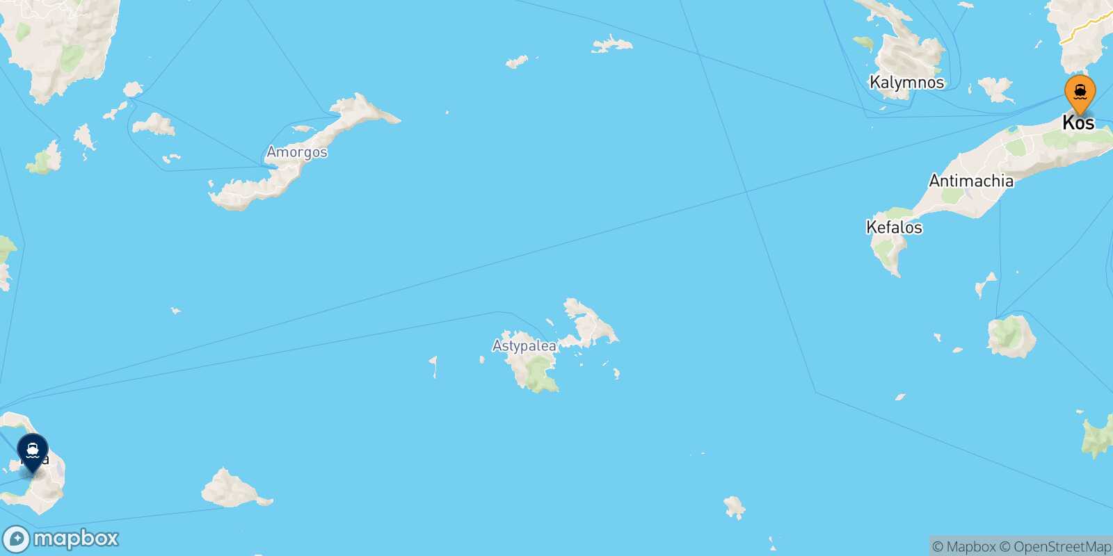 Kos Thira (Santorini) route map