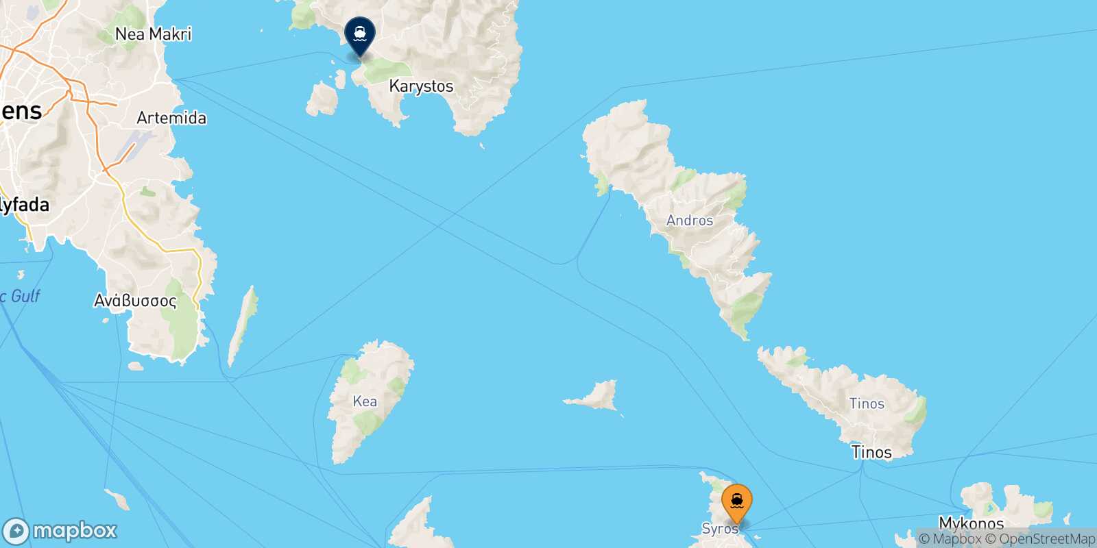 Syros Marmari route map