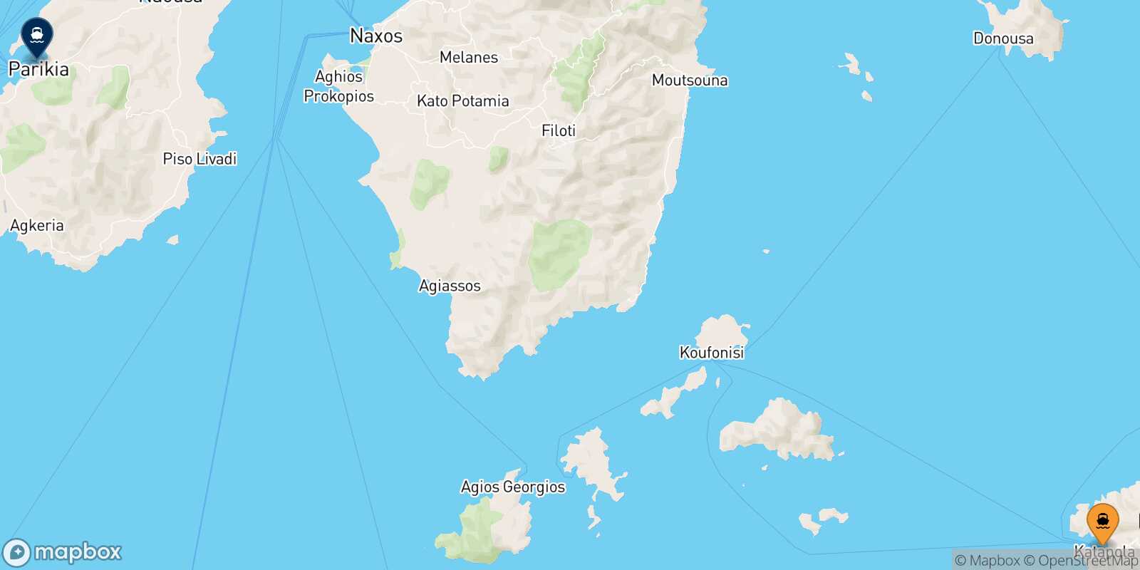 Katapola (Amorgos) Paros route map