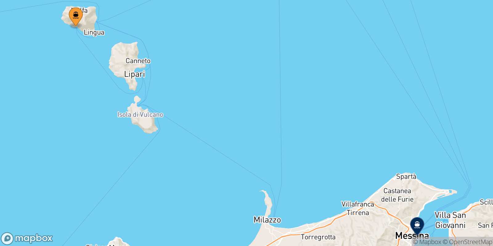 Rinella (Salina) Messina route map