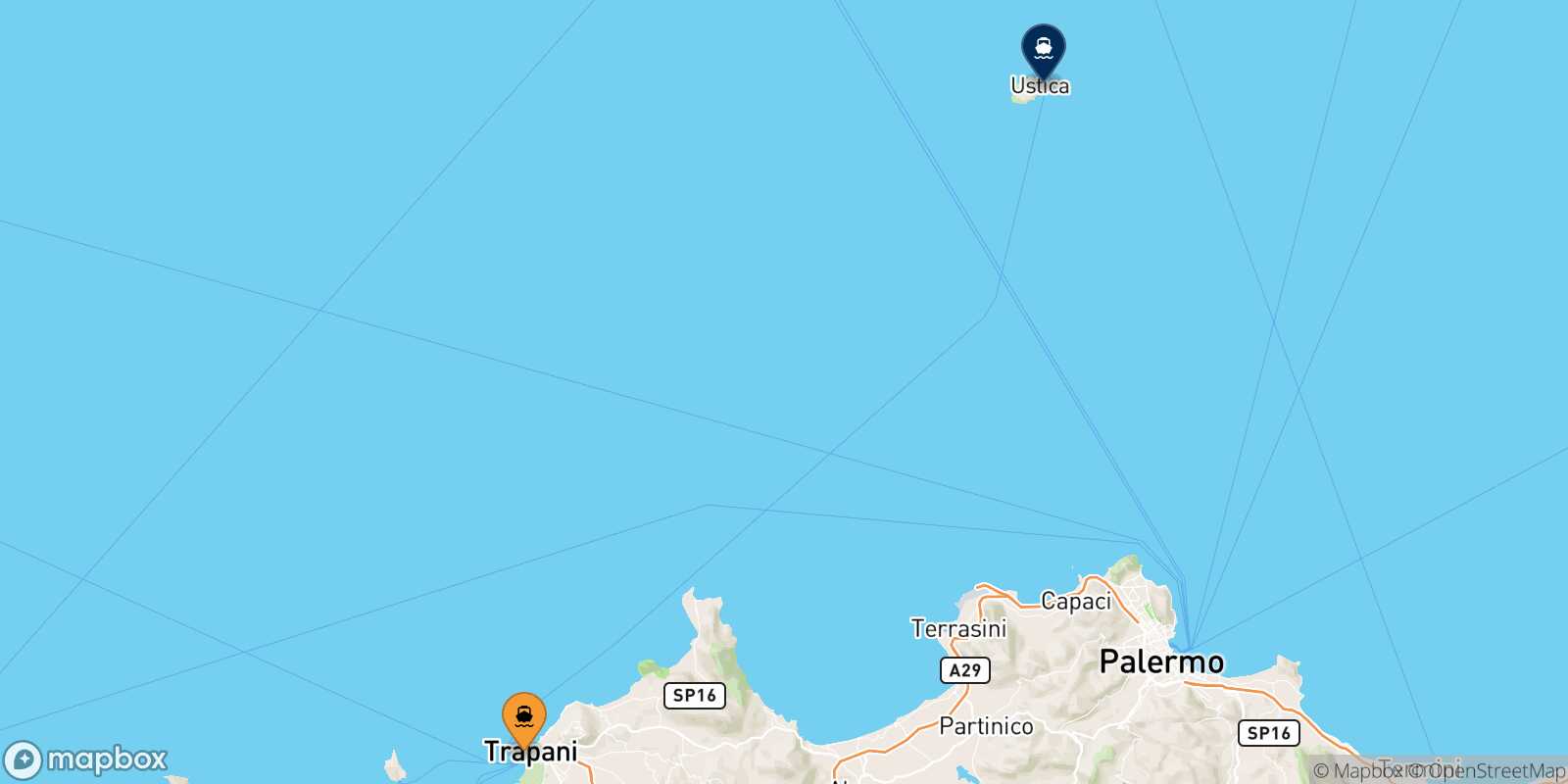 Trapani Ustica route map
