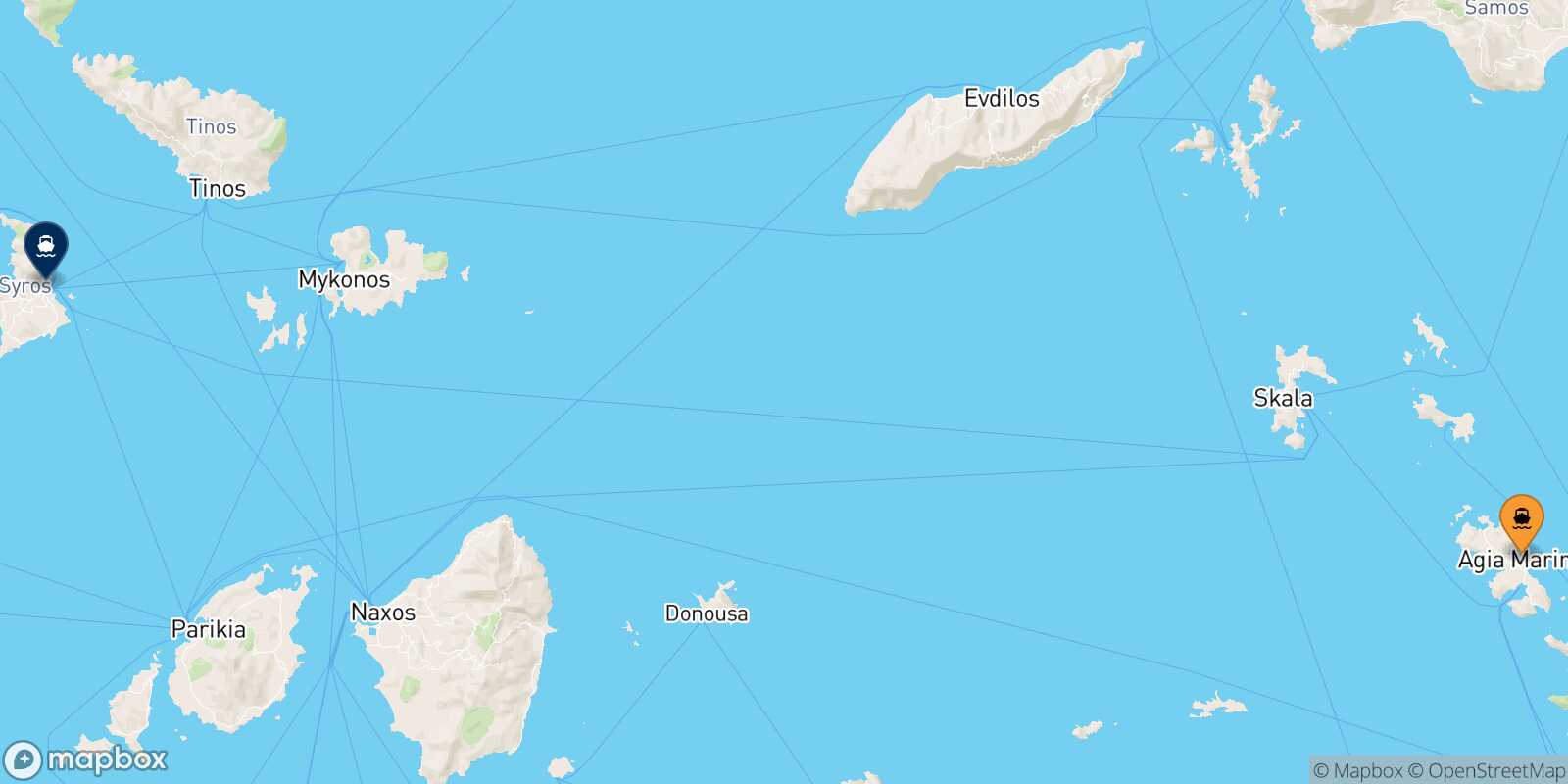 Leros Syros route map
