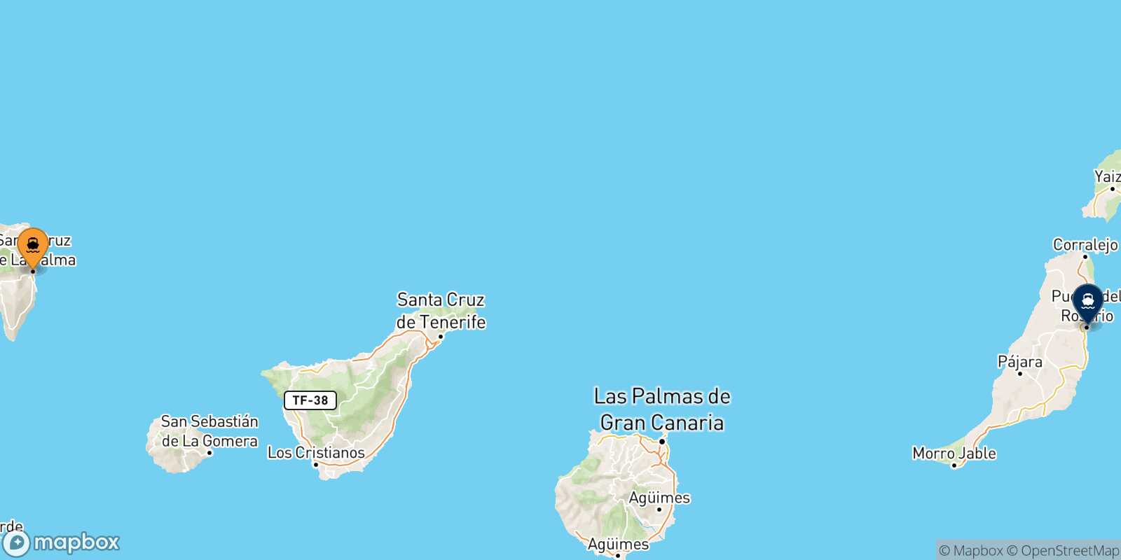 Santa Cruz De La Palma Puerto Del Rosario (Fuerteventura) route map