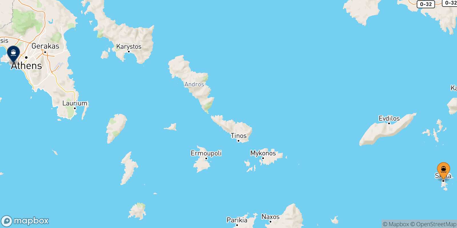 Patmos Piraeus route map