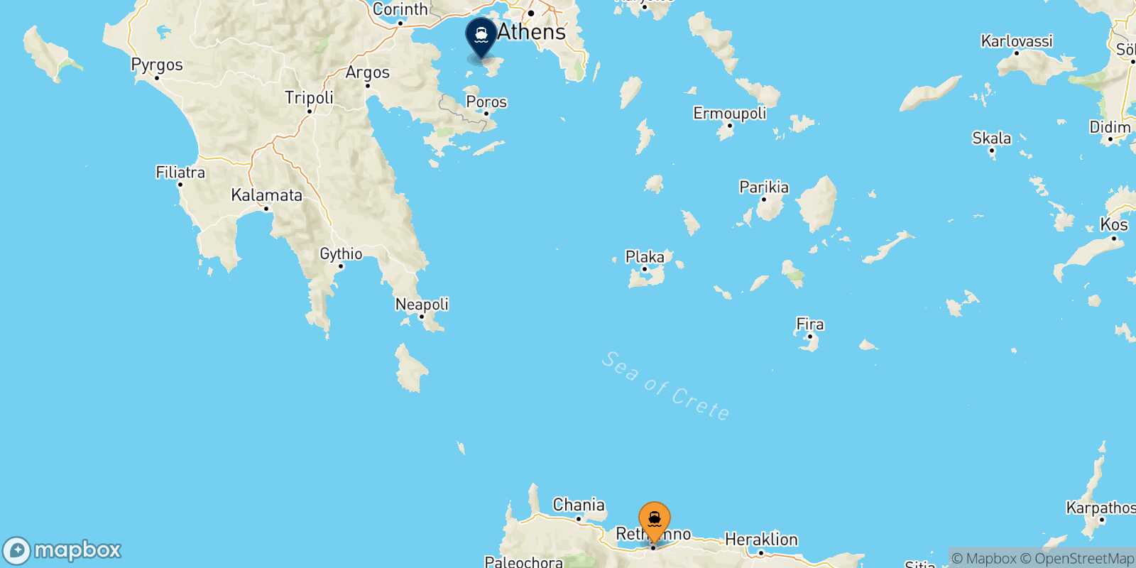 Myli (Agistri) Aegina route map