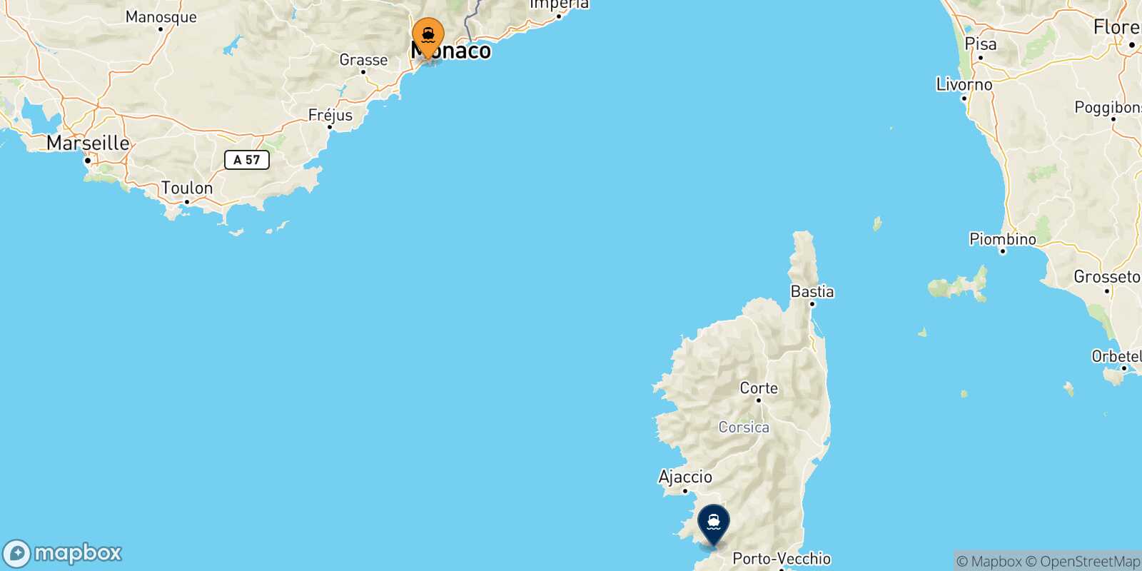 Nice Ajaccio route map