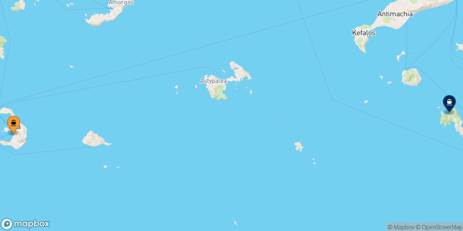Thira (Santorini) Tilos route map