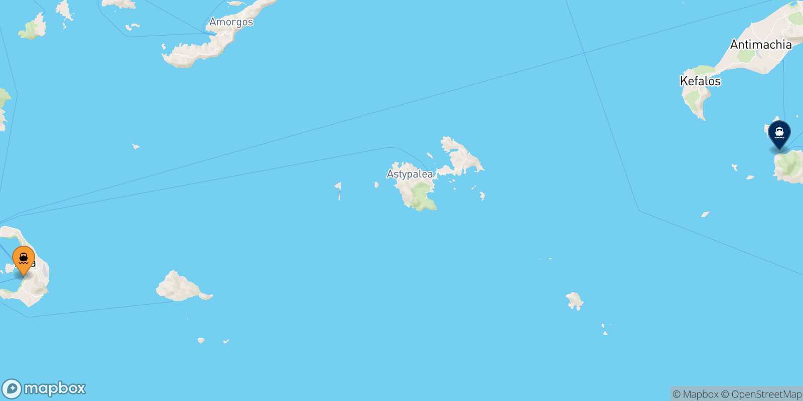Thira (Santorini) Nisyros route map