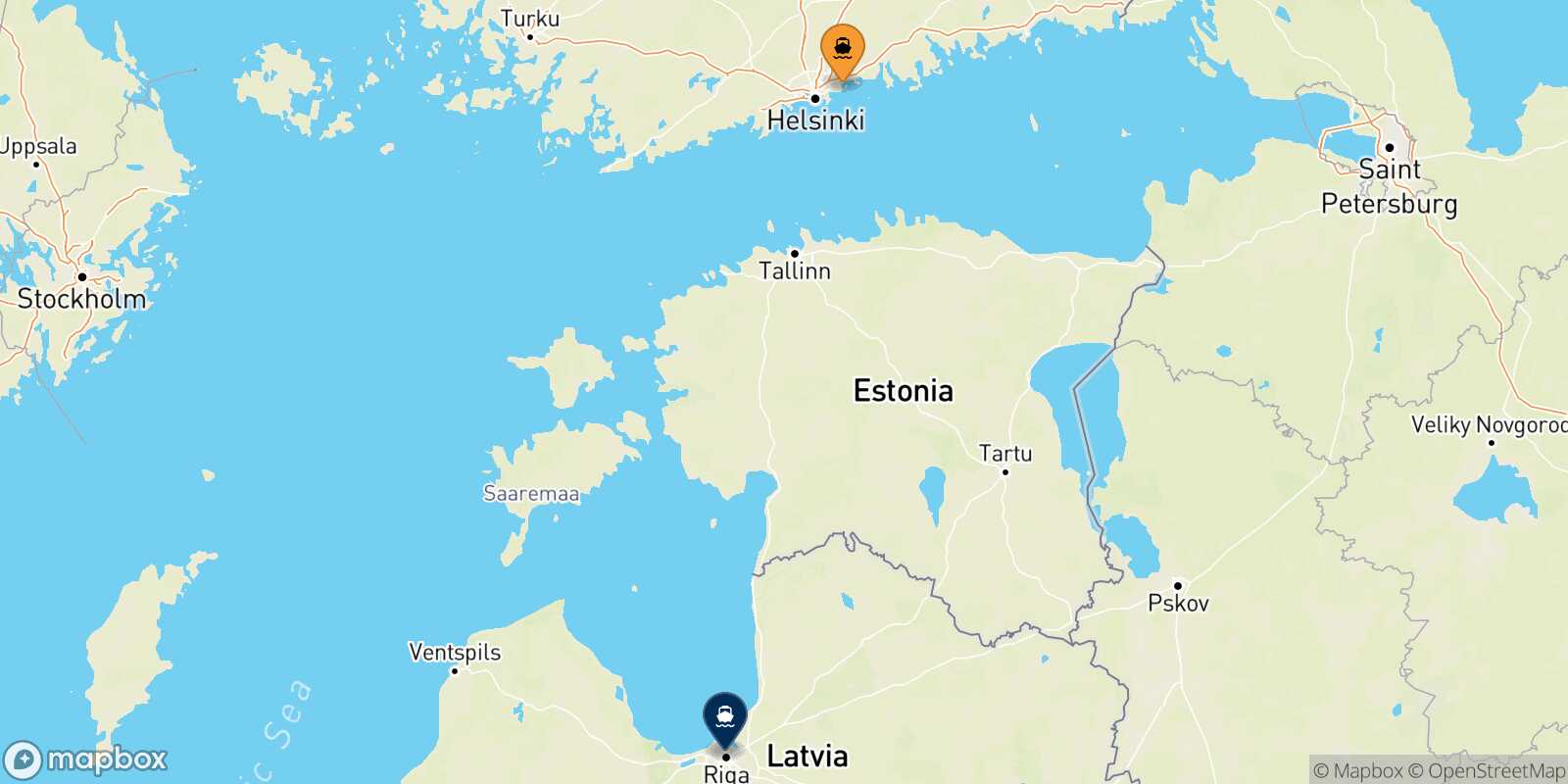 Helsinki Riga route map