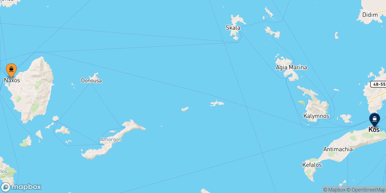 Naxos Kos route map