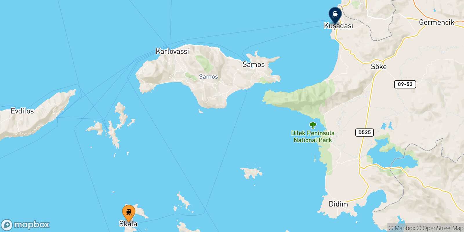 Patmos Kusadasi route map
