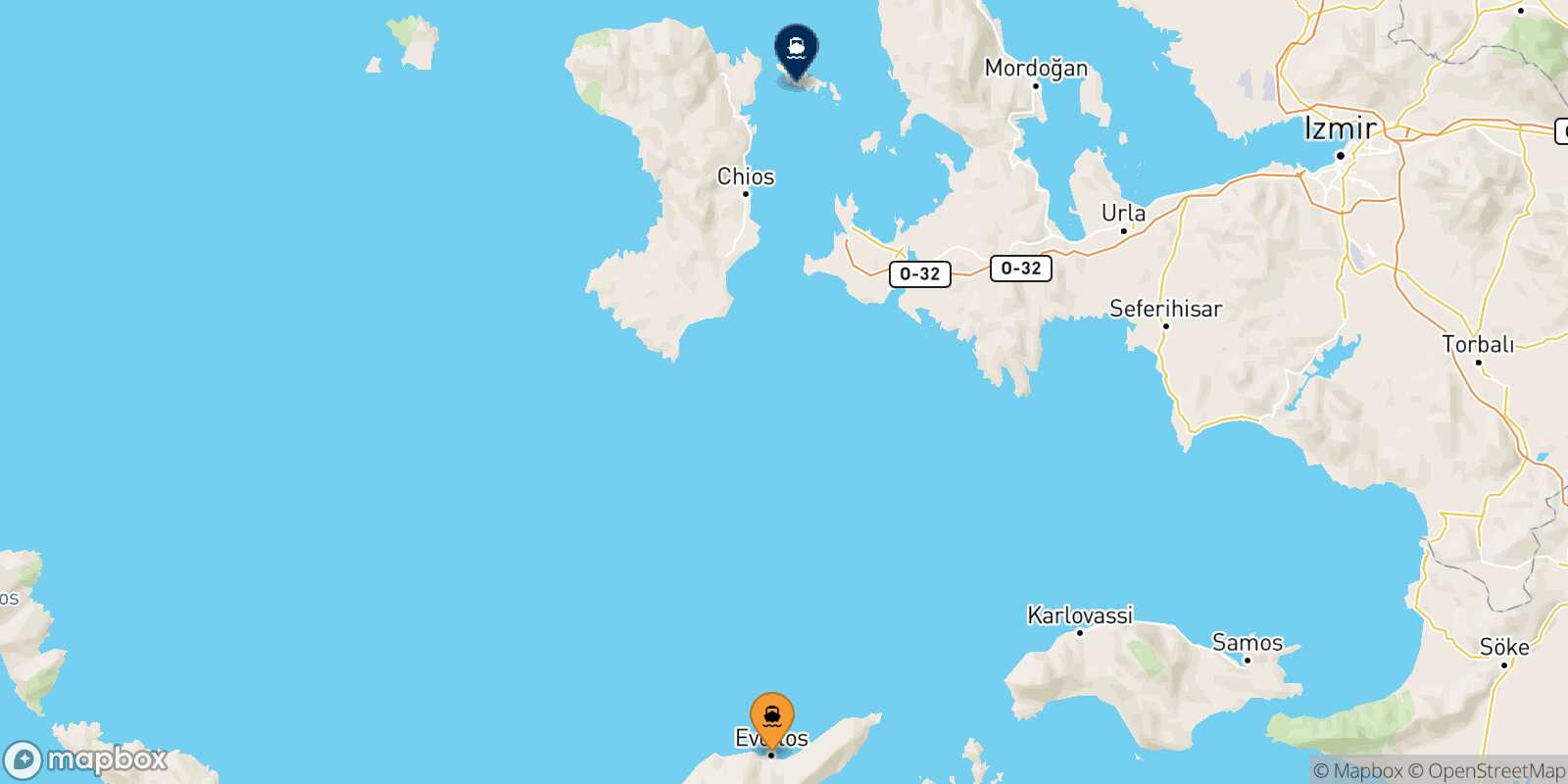 Agios Kirikos (Ikaria) Inousses route map