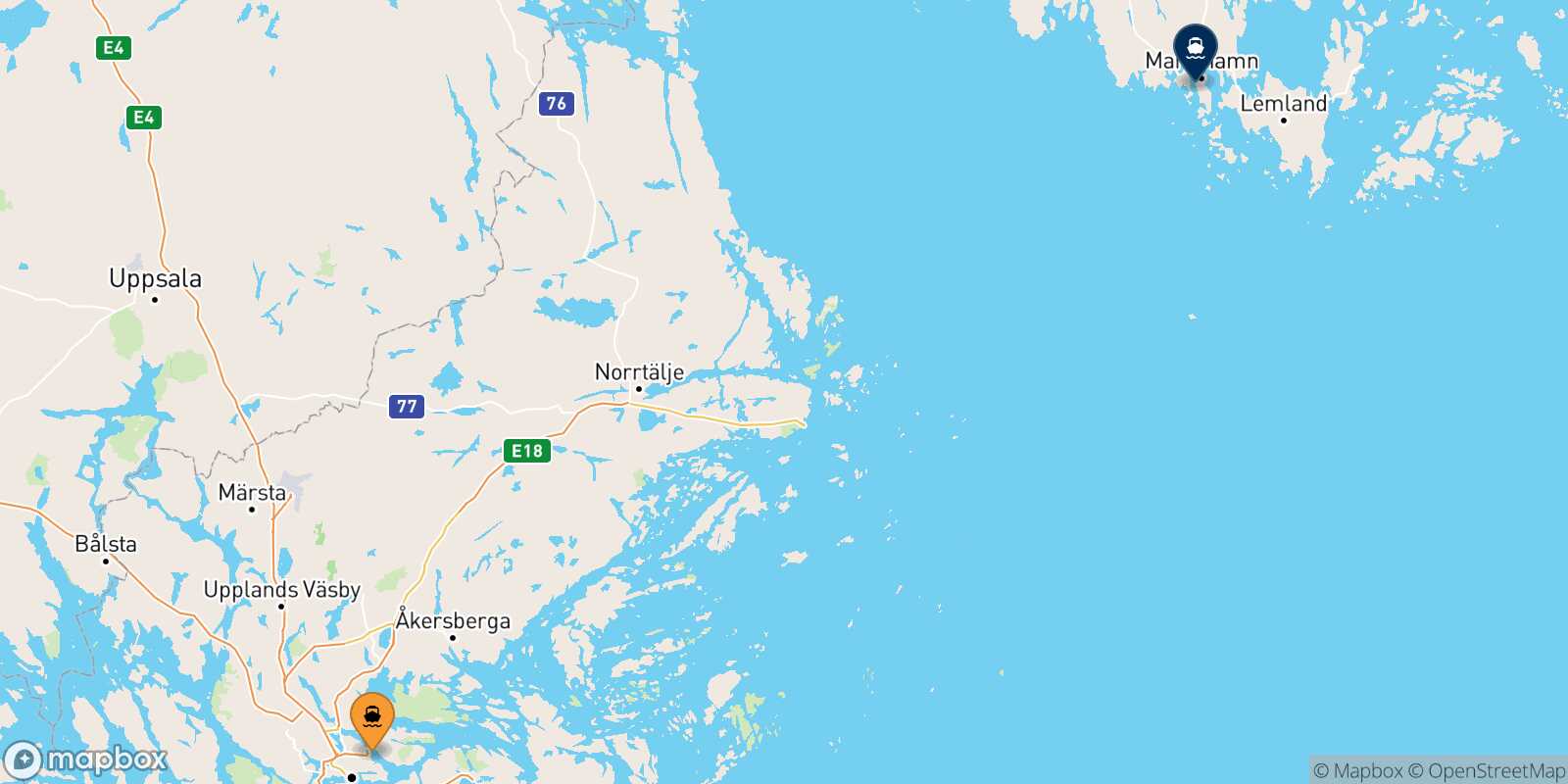 Stockholm Mariehamn route map