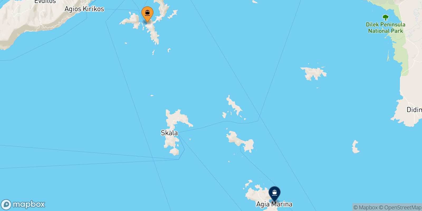 Fourni Leros route map