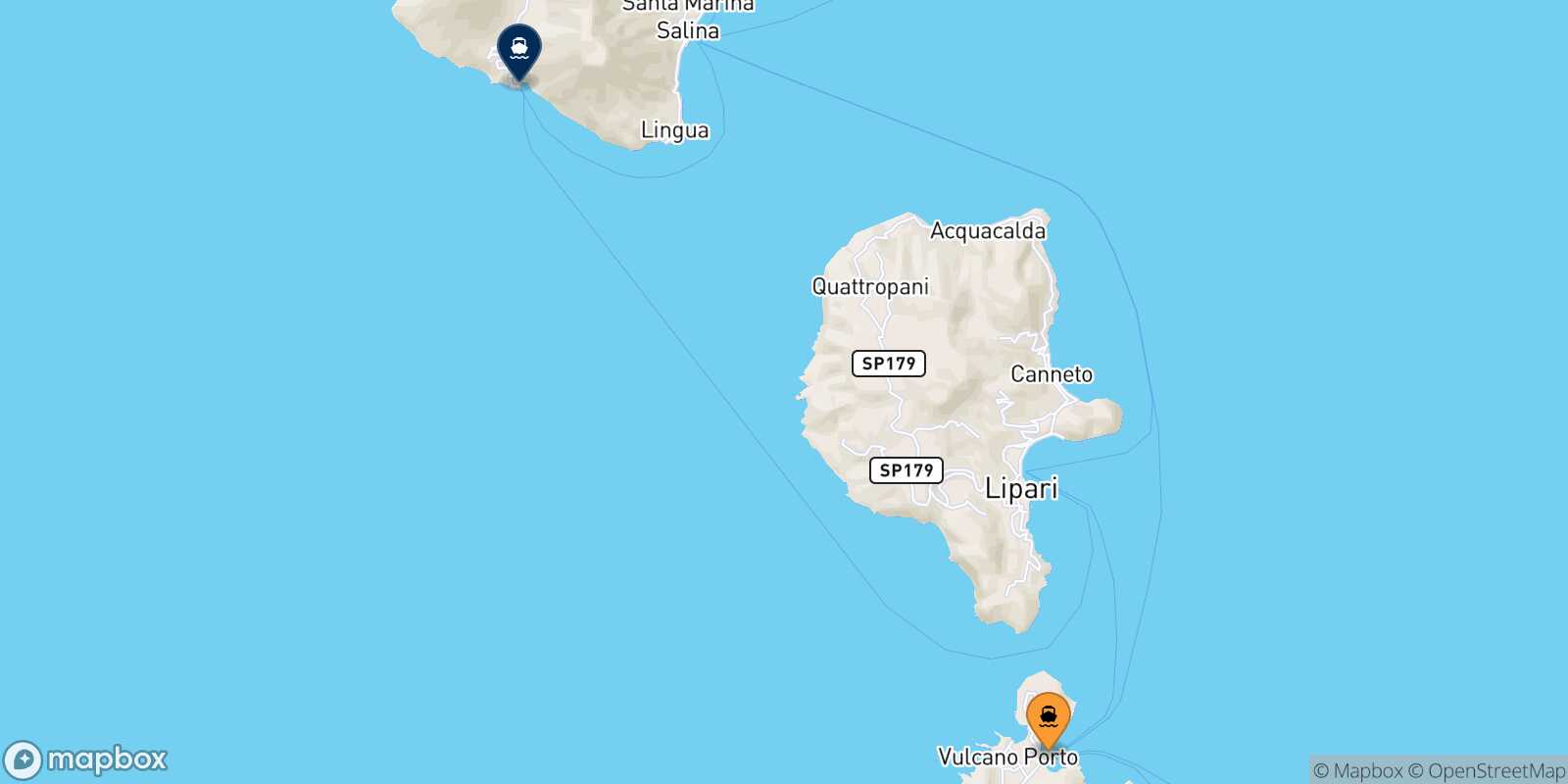 Vulcano Rinella (Salina) route map