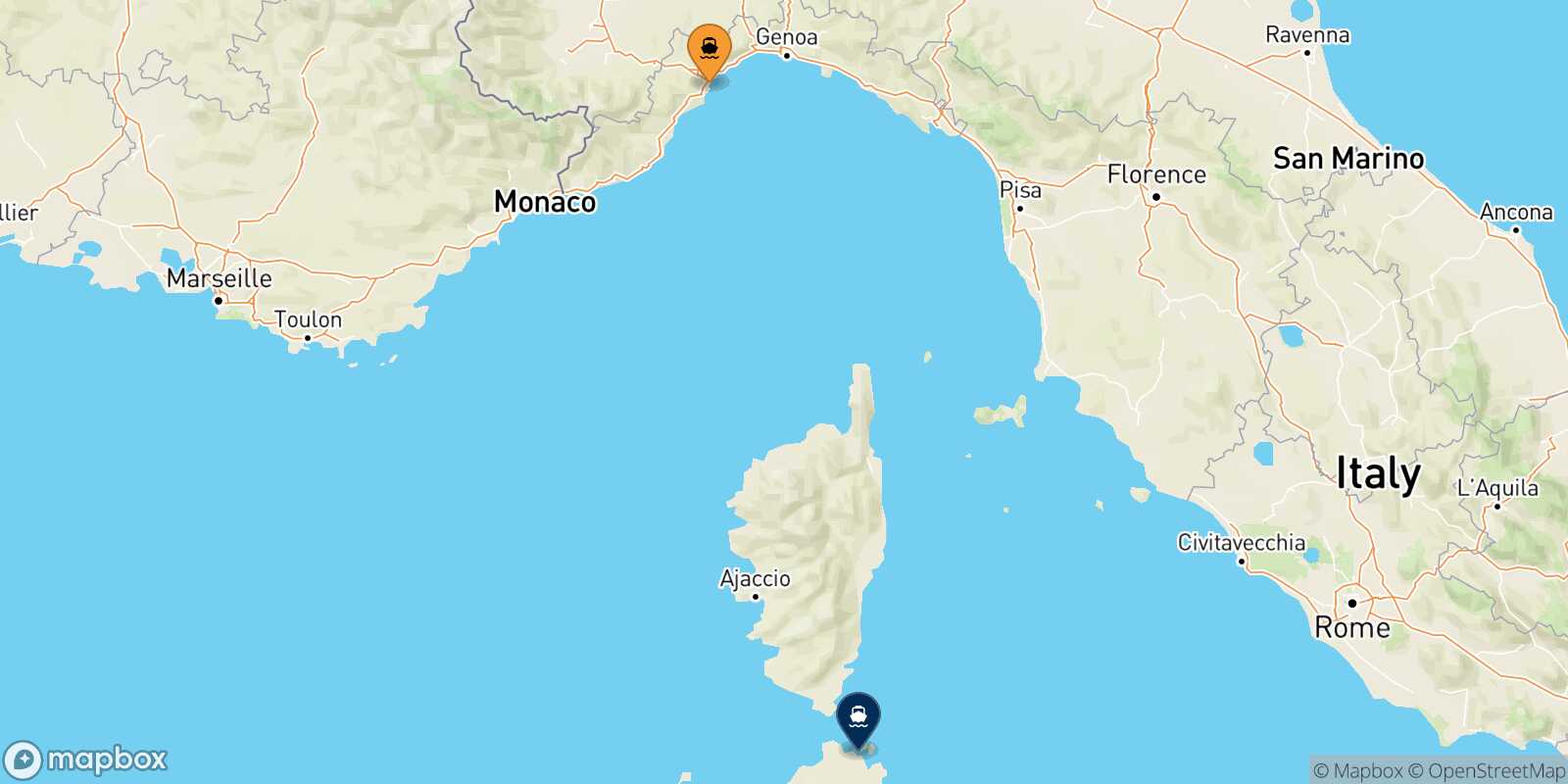Savona Golfo Aranci route map