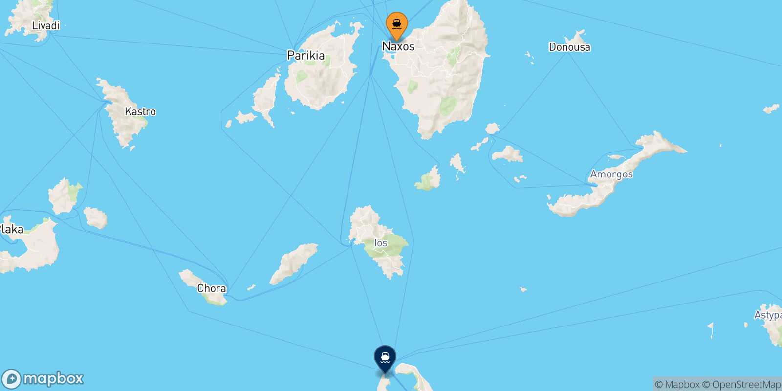 Naxos Thirassia route map