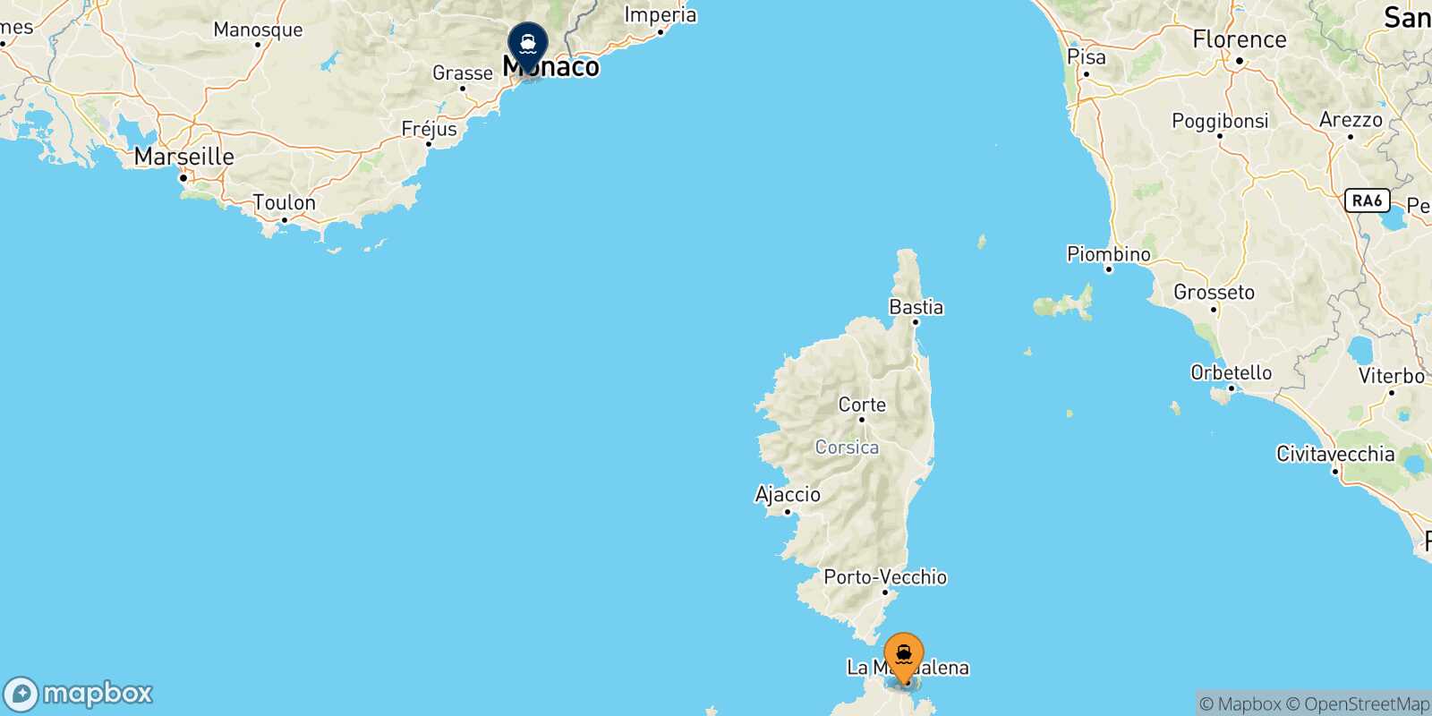 Golfo Aranci Nice route map