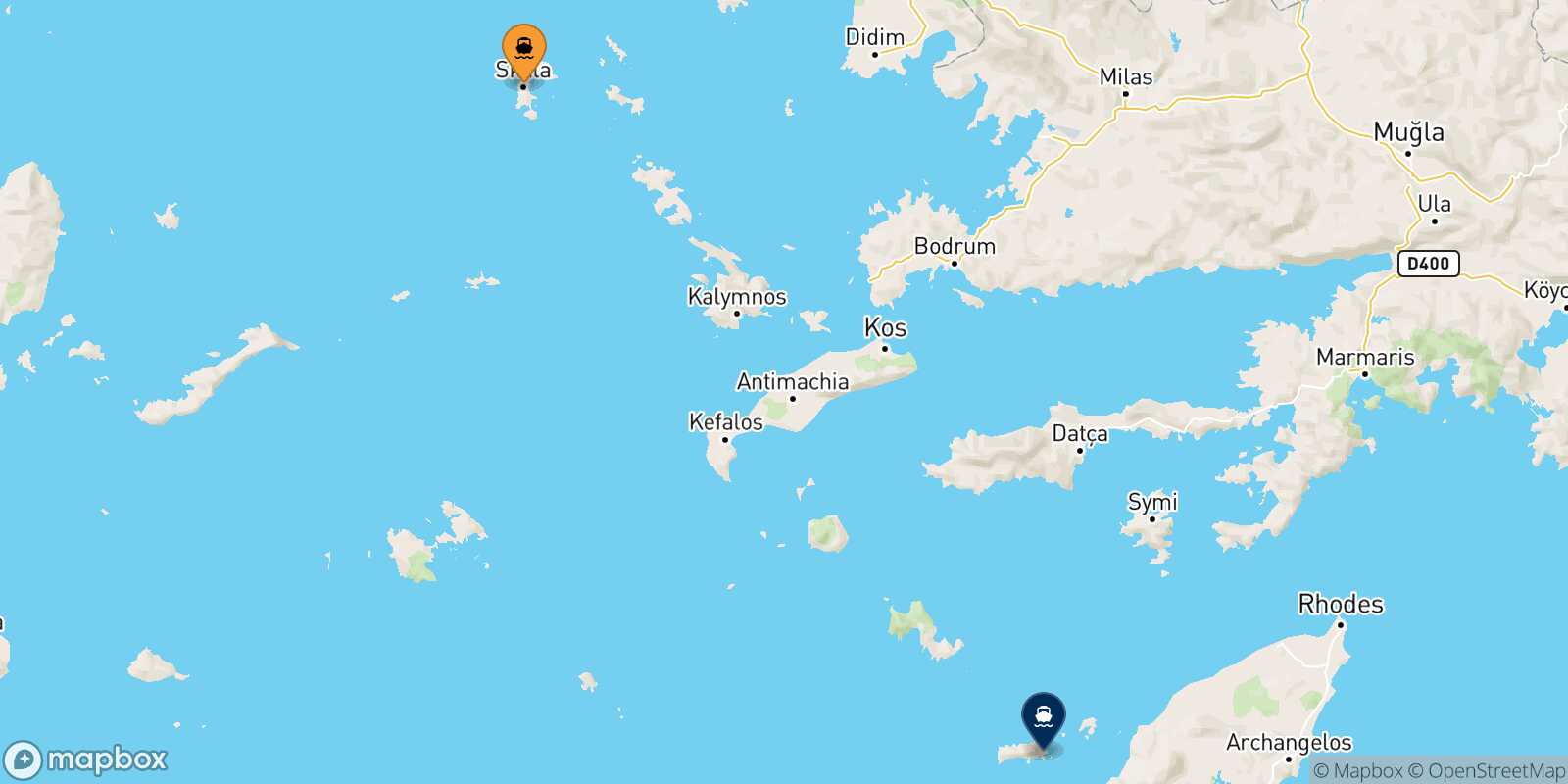 Patmos Chalki route map