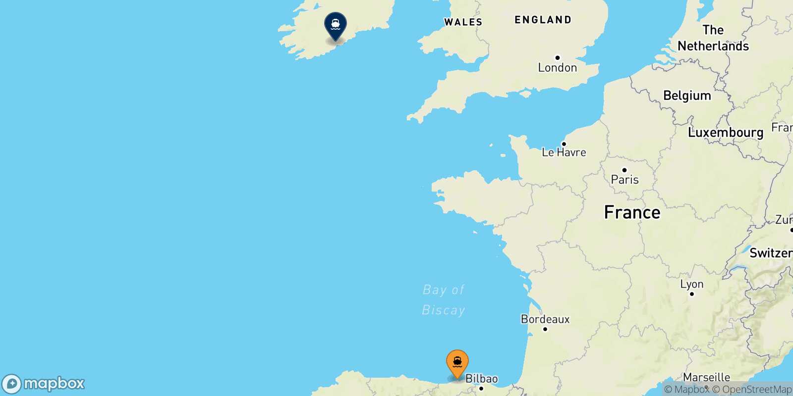 Santander Cork route map