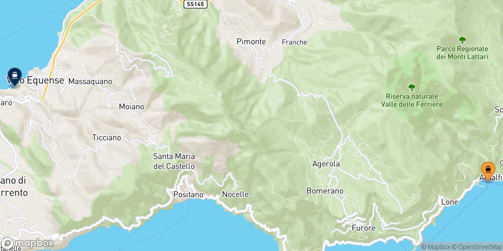 Amalfi Seiano route map