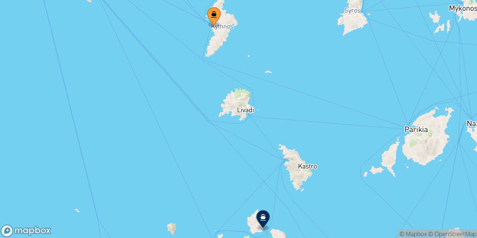 Kythnos Kimolos route map