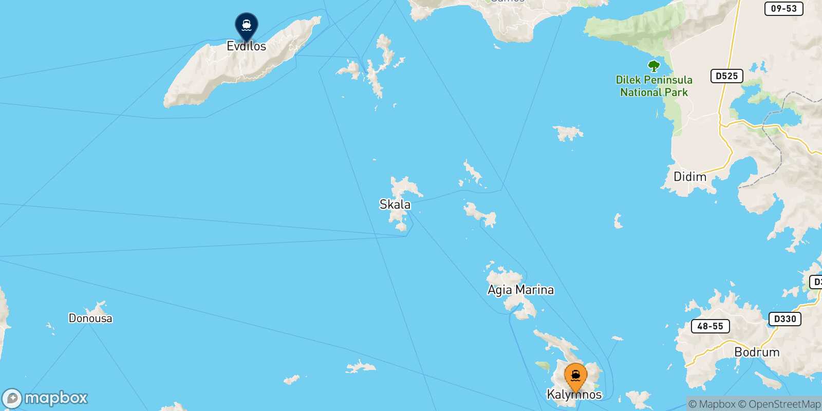 Kalymnos Evdilos (Ikaria) route map