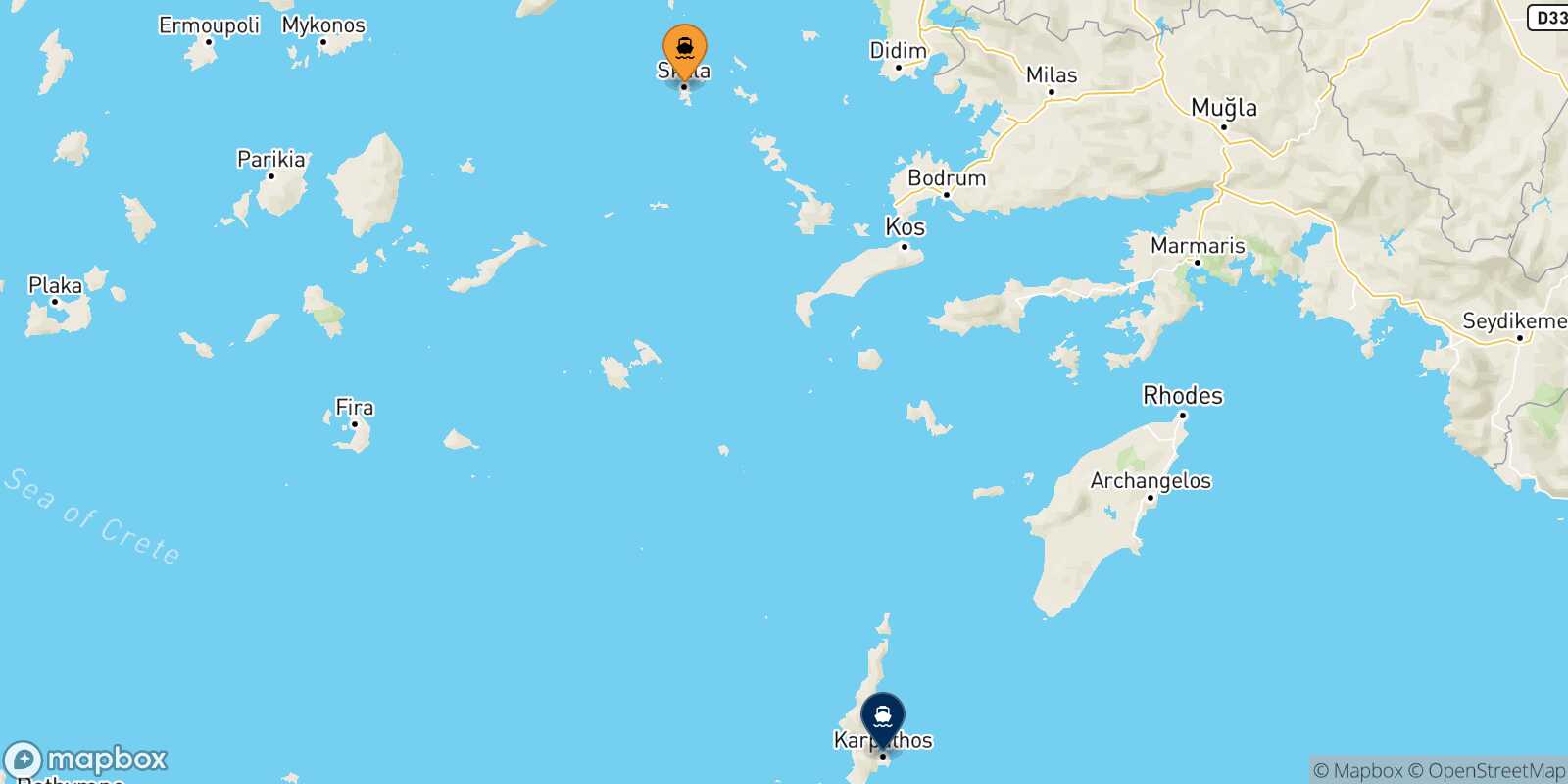 Patmos Karpathos route map