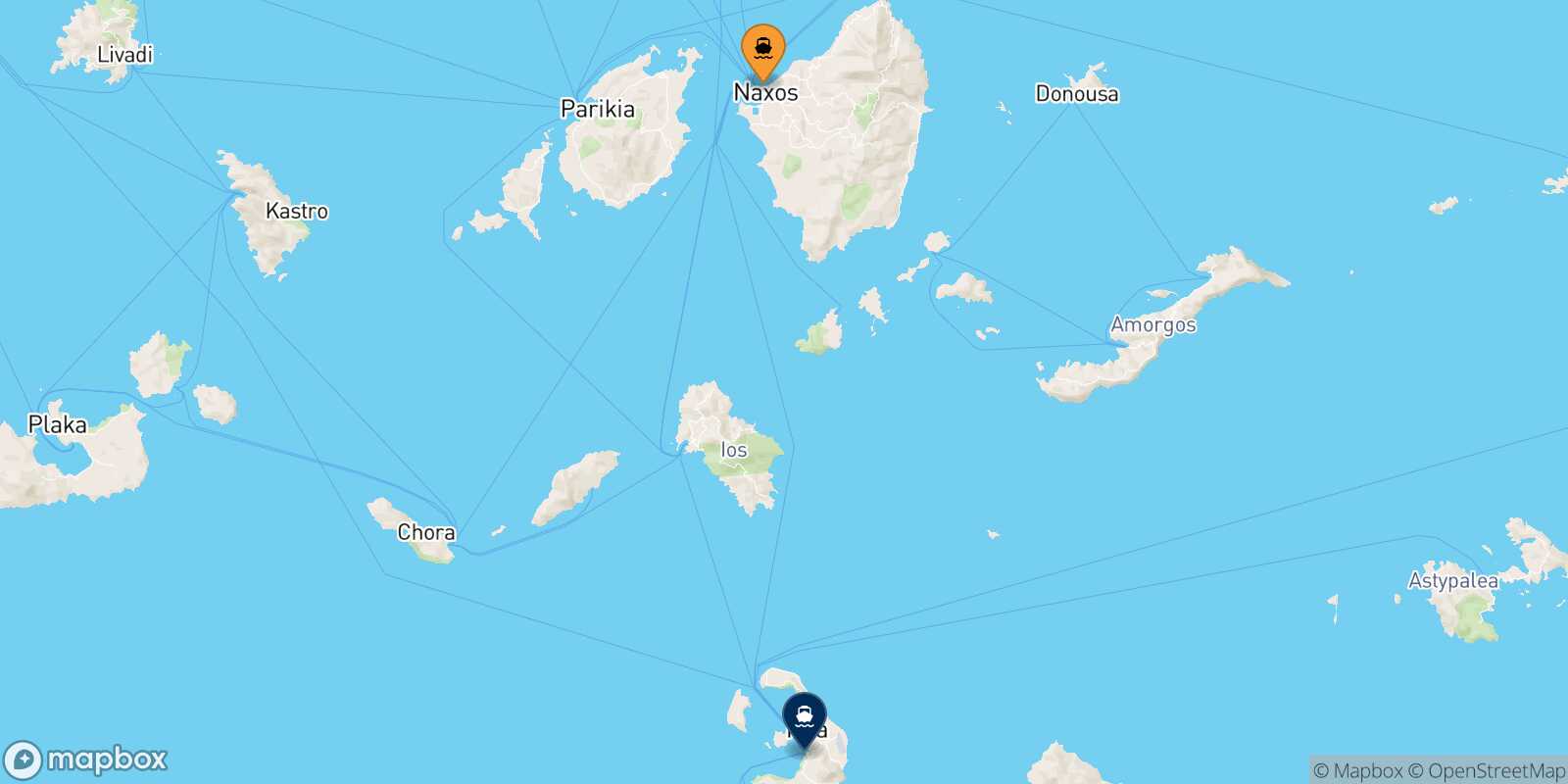 Naxos Thira (Santorini) route map