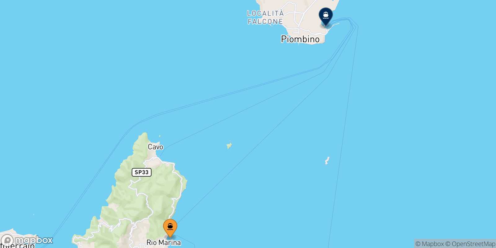 Rio Marina Piombino route map