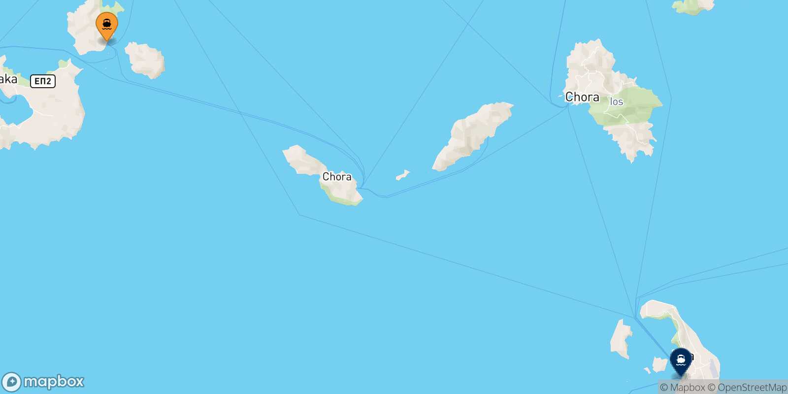 Kimolos Thira (Santorini) route map