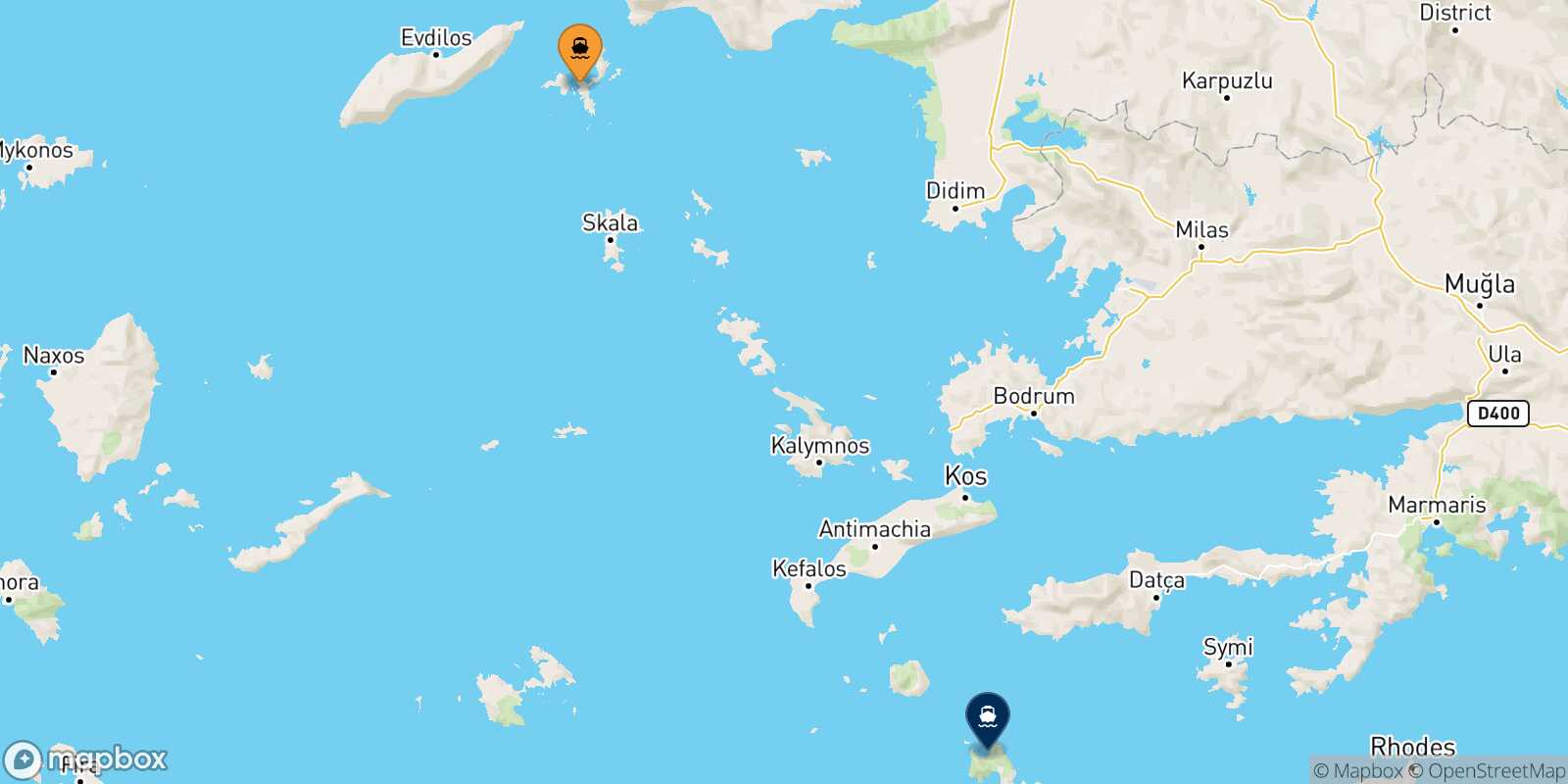 Fourni Tilos route map
