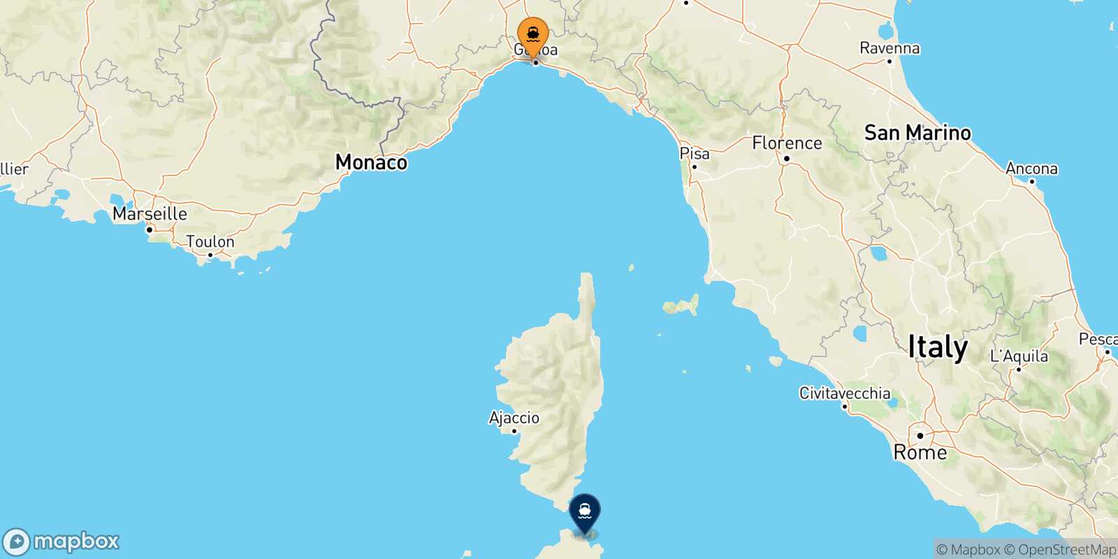 Genoa Golfo Aranci route map