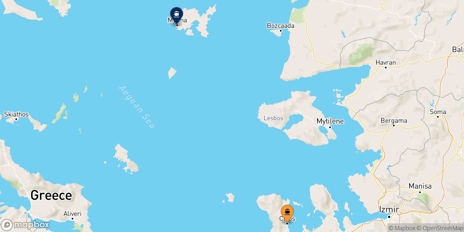 Mesta Chios Myrina (Limnos) route map