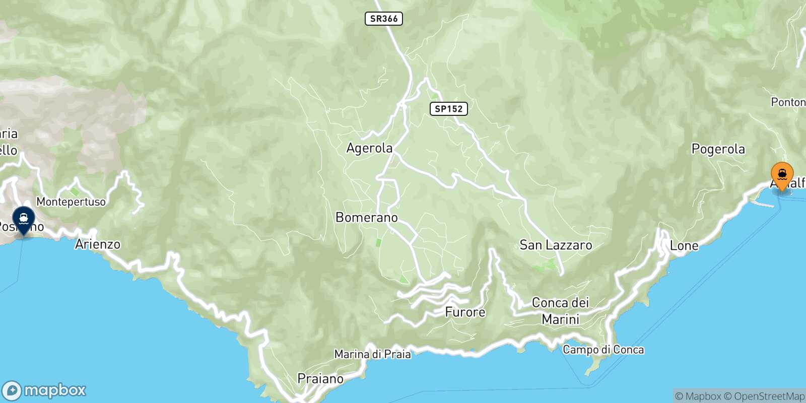 Amalfi Positano route map