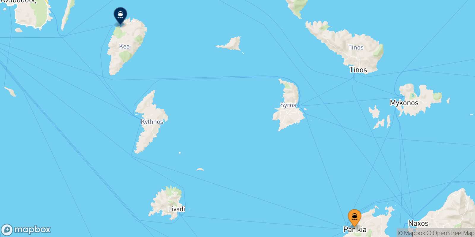 Paros Kea route map